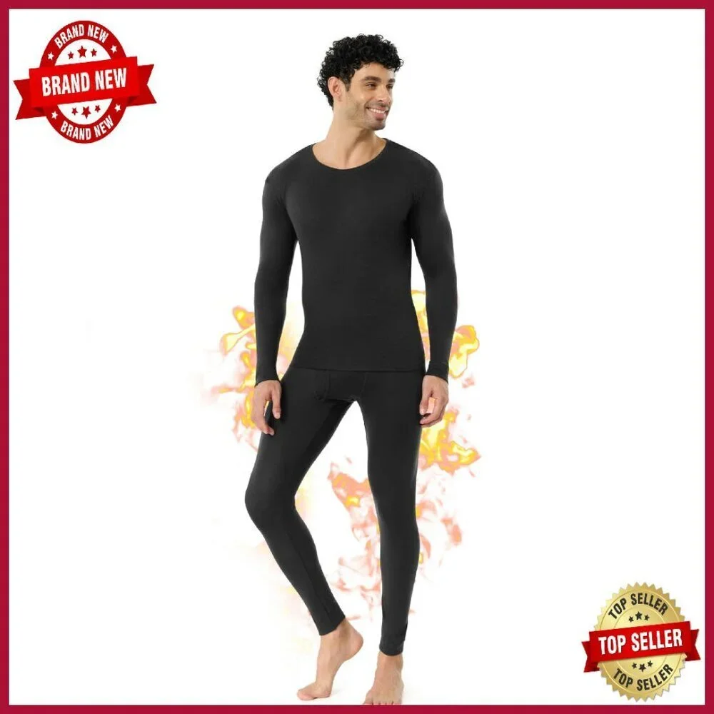 Men's Merino Wool Base Layer Set - Thermal Top & Bottom - Winter Activewear